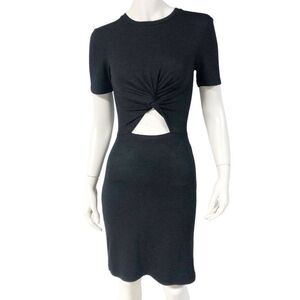 Wilfred Free Black Katz Twist Front Cutout Bodycon Fitted Knit Dress Size XS